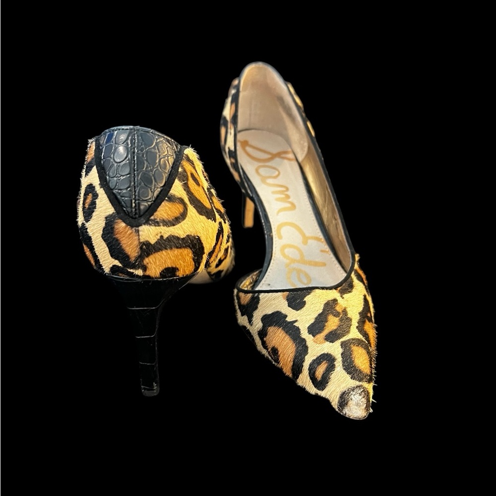 🐆 Sam Edelman Leopard Print Calf Hair Pumps | Pointed Toe | Size 5.5